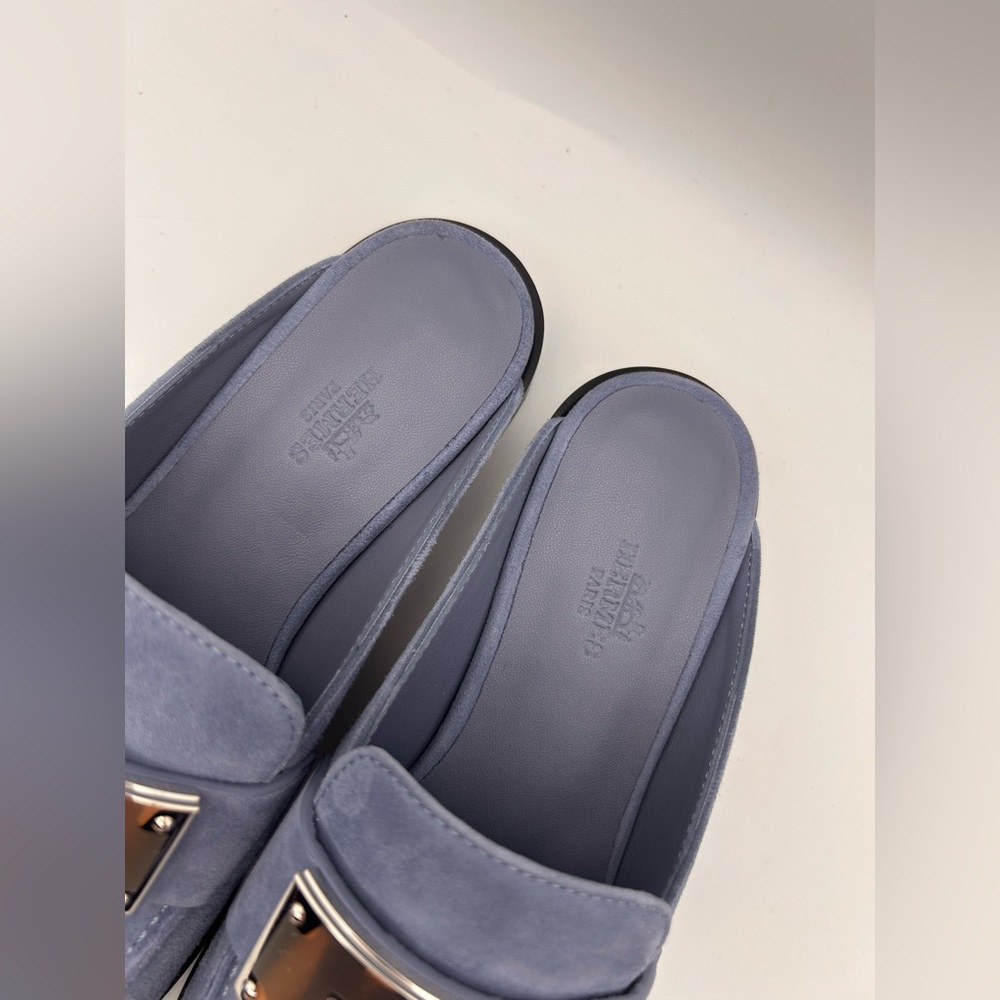 Hermès Iota Mule New In Box Blue Ciel Size 37 - Picture 6 of 16